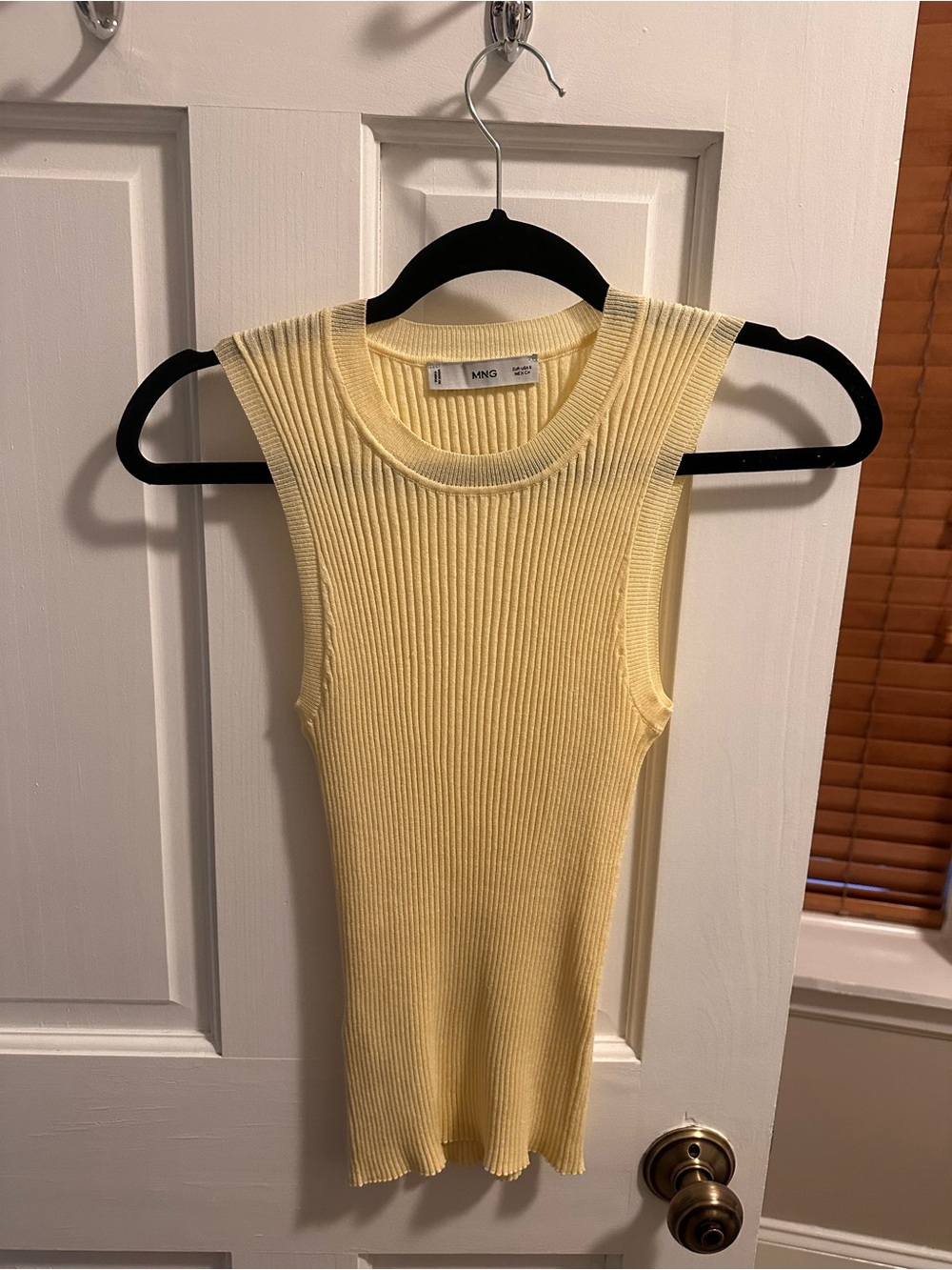 Mango Slim Ribbed Tank Top - Light Yellow